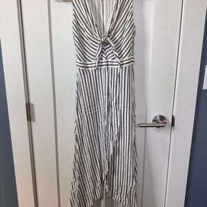 BCBGeneration Black and White Striped High Low Dress